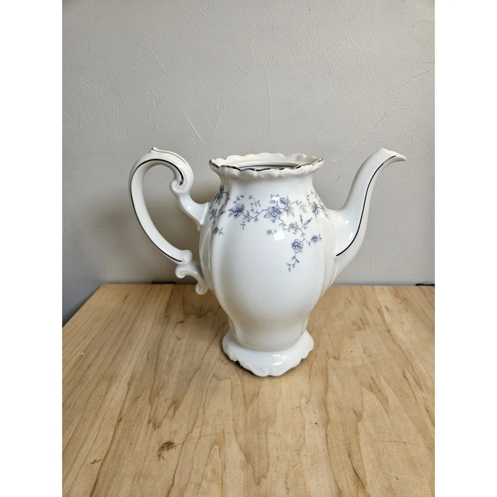 Johann Haviland Blue Garland Coffee Pot Bavaria Germany 11in No Lid Vintage